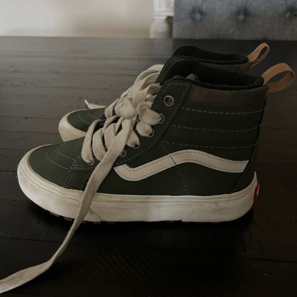 Vans Green and White High-Top Sneakers